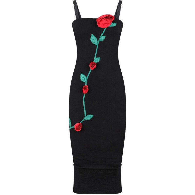 Dolce & Gabbana Rose Applique Midi Dress