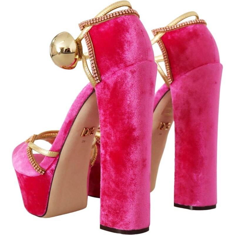 Dolce & Gabbana Velvet Crystal Heel Sandals