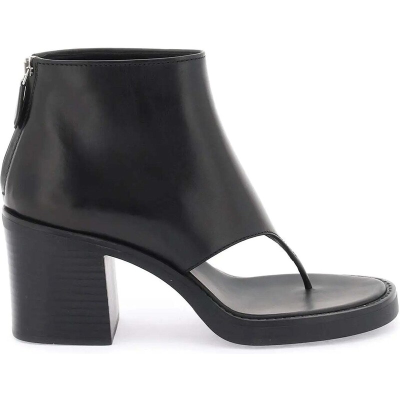 Miu Miu Block Heel Leather Flip Flop Boots