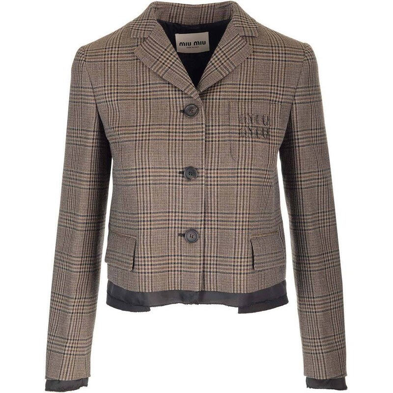 Miu Miu check-pattern Wool Jacket