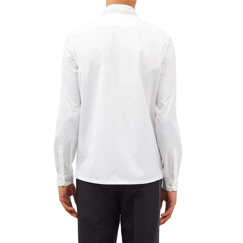 Prada Studded Crystal Collar Shirt