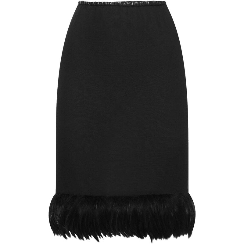 Saint Laurent Feathers Trim Silk Skirt