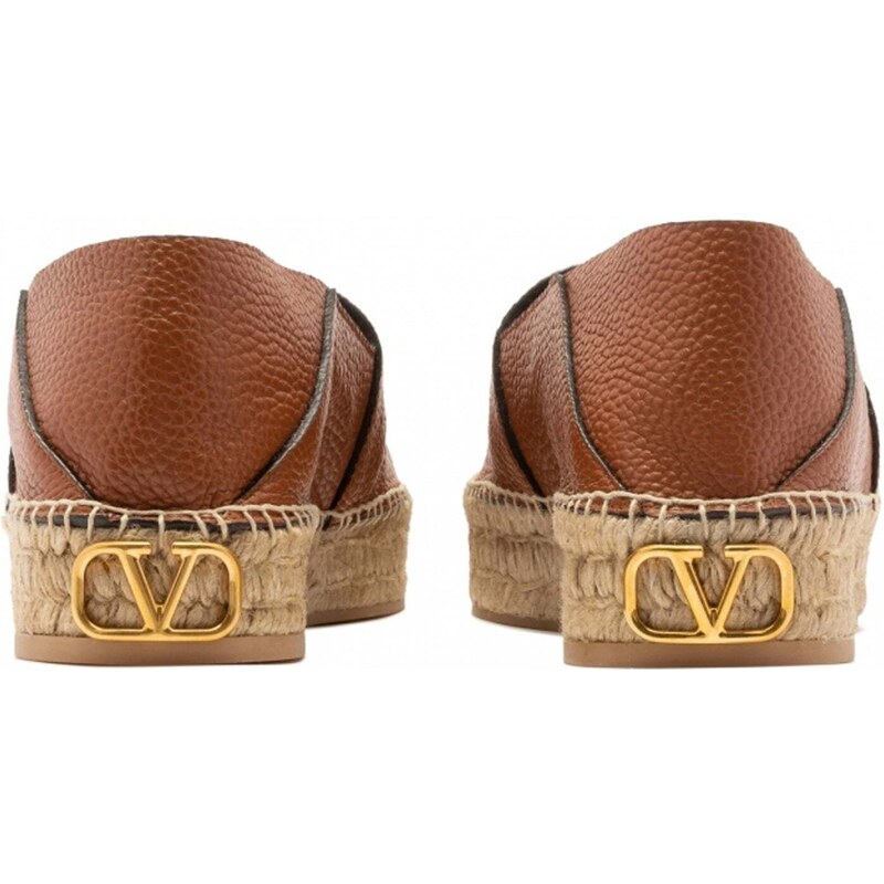 Valentino Garavani Logo-Plaque Leather Espadrilles