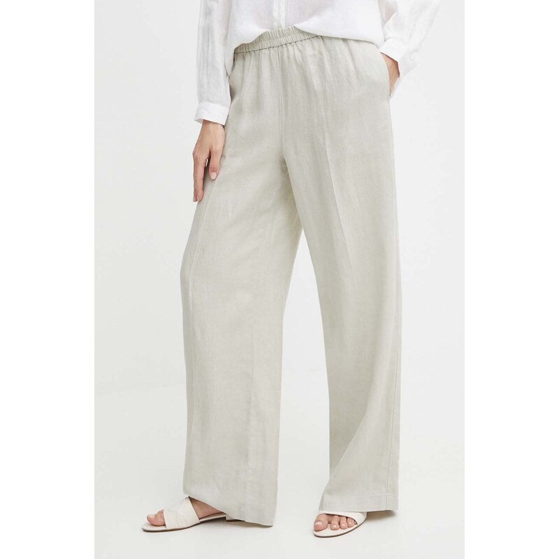 Sisley pantaloni in lino colore beige