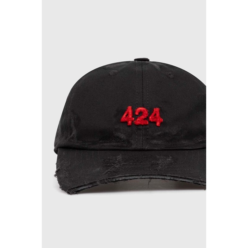 424 berretto da baseball in cotone Distressed Baseball Hat colore nero con applicazione FF4SMY01BP-TE002.999