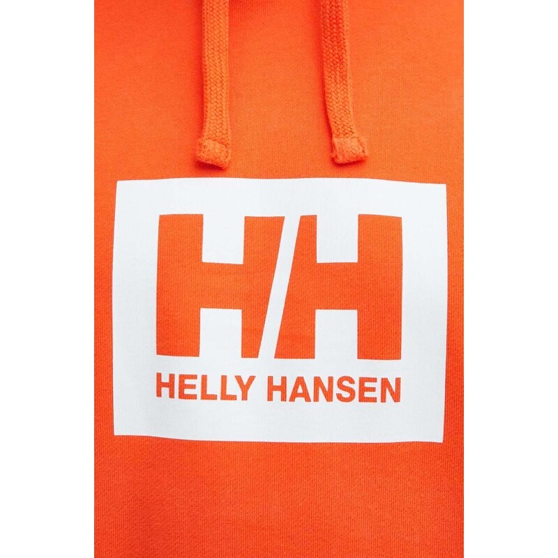 Helly Hansen felpa in cotone colore arancione con cappuccio 62981
