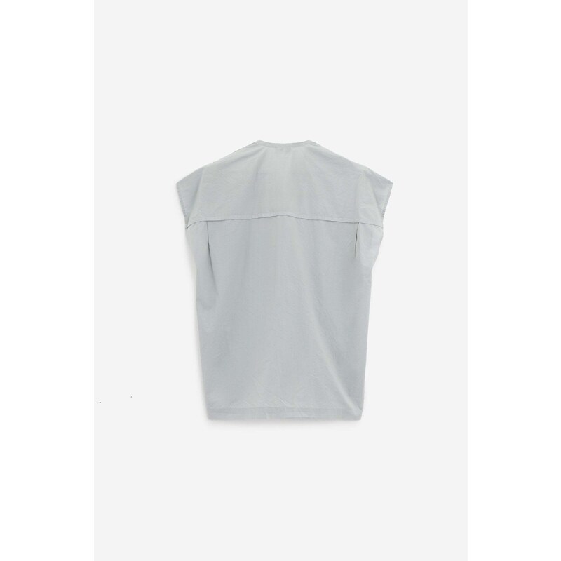 LEMAIRE Topwear CAP SLEEVE WITH SNAP in cotone grigio
