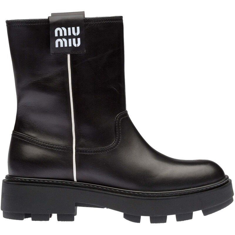 Miu Miu Leather Logo Boots