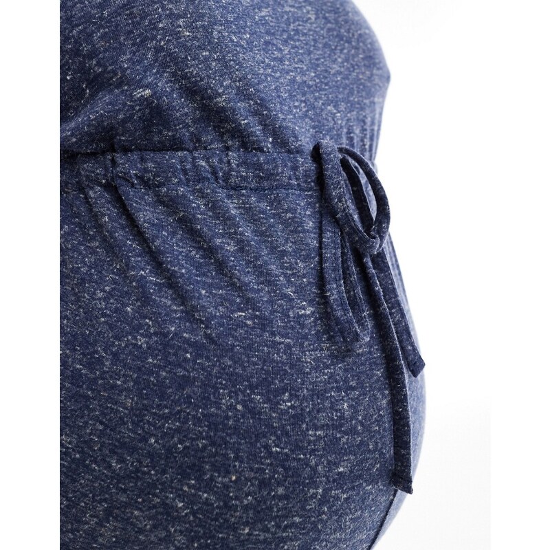 Mama.licious Mamalicious Maternity - Tuta jumpsuit blu navy mélange in jersey allacciata in vita