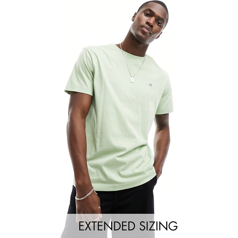 GANT - T-shirt color verde chiaro con logo dello scudo