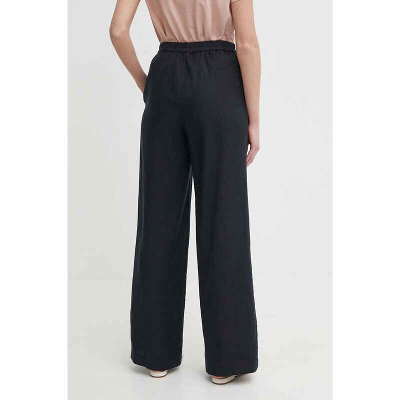 Sisley pantaloni in lino colore nero