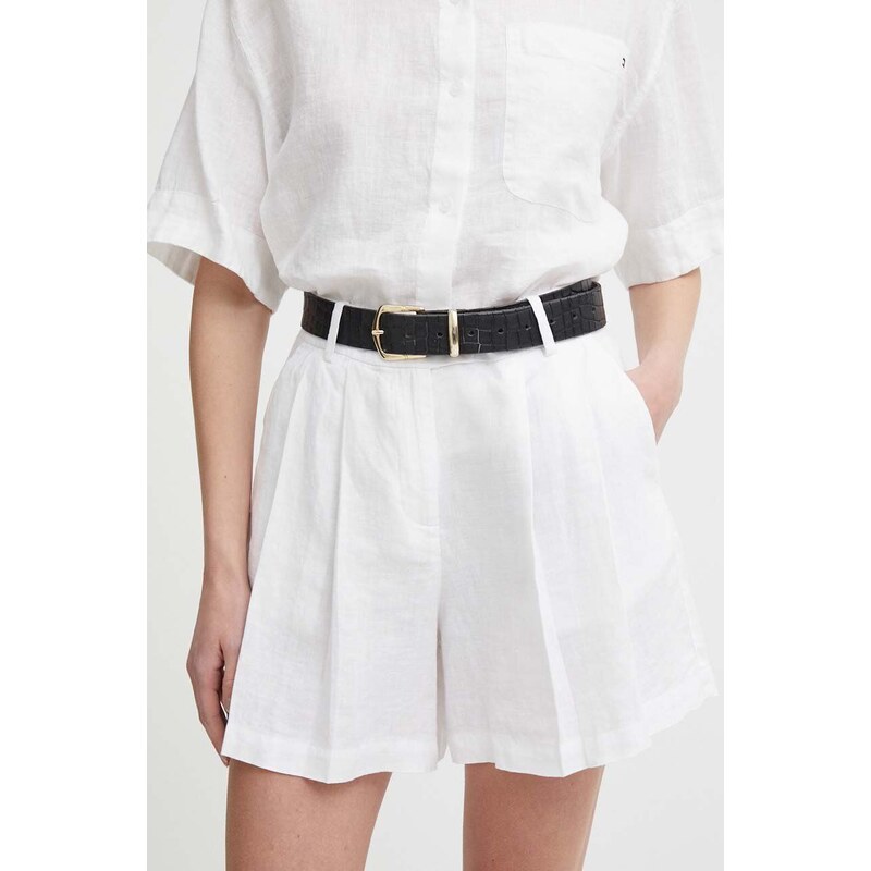 Sisley pantaloncini in lino colore bianco