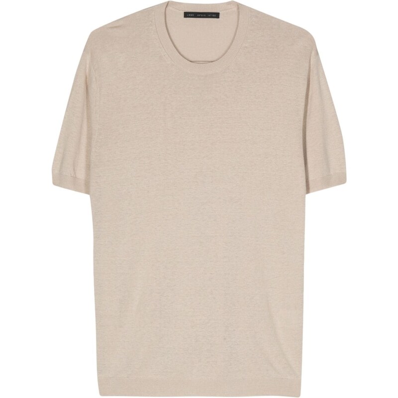 LOW BRAND T-shirt in maglia beige seta/lino