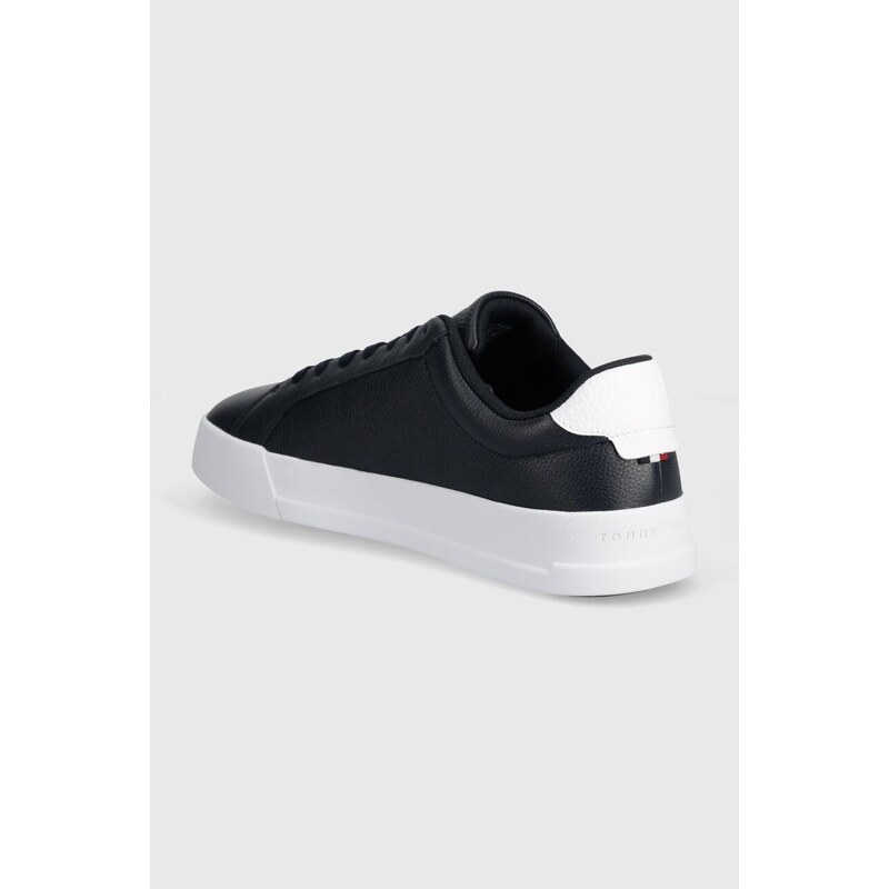 Tommy Hilfiger sneakers in pelle TH COURT BETTER LTH TUMBLED colore blu navy FM0FM04972