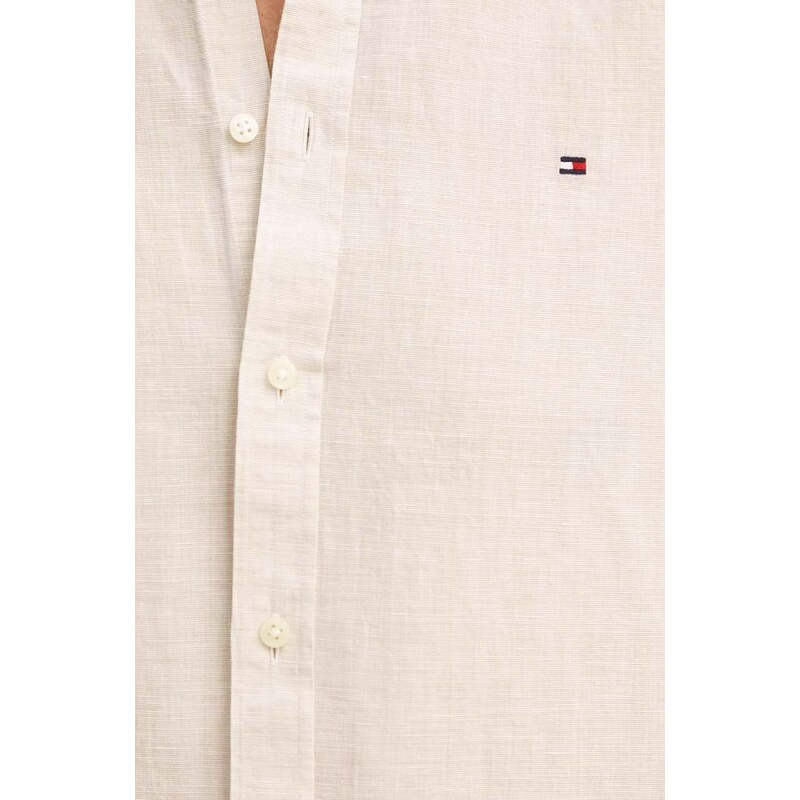 Tommy Hilfiger camicia in lino misto colore beige MW0MW34632