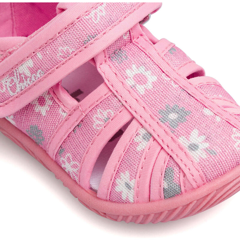 Sandali primi passi bambina rosa glitter con stampe fiori Chicco Tullio