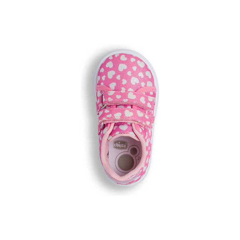 Sneakers primi passi rosa con stampa cuori da bambina Chicco Frona