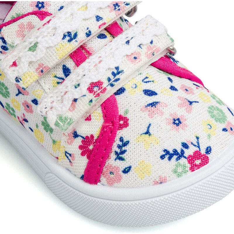 Sneakers primi passi bianche con stampa fiori da bambina Chicco Frona