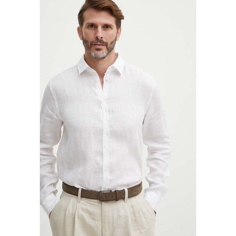 Sisley camicia di lino colore bianco