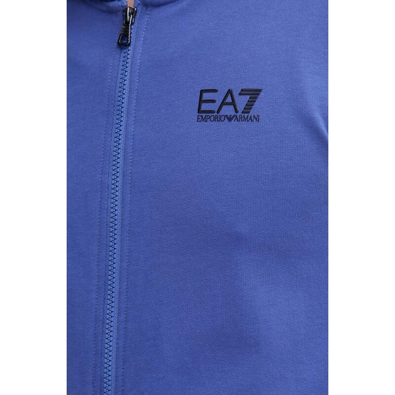 EA7 Emporio Armani felpa in cotone uomo colore violetto con cappuccio