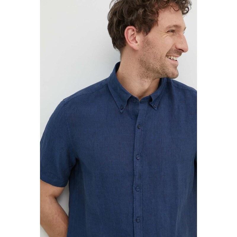 Michael Kors camicia di lino colore blu navy