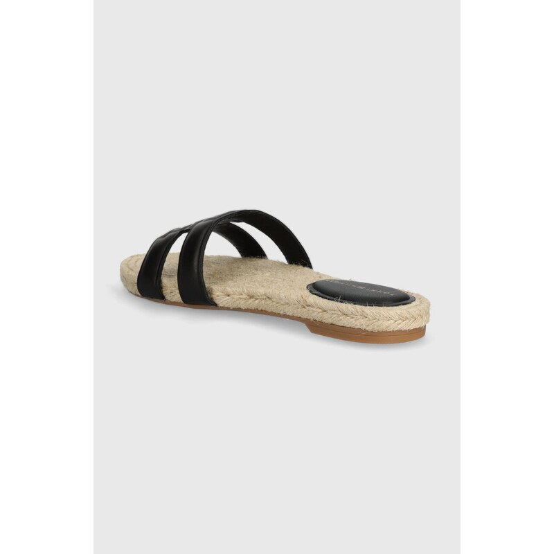 Tommy Hilfiger infradito in pelle TH EMBOSS FLAT ESP SANDAL donna colore nero FW0FW07928