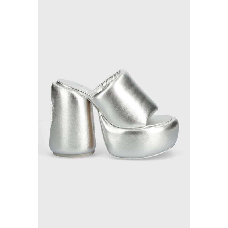 Naked Wolfe infradito in pelle Wow Silver donna colore argento