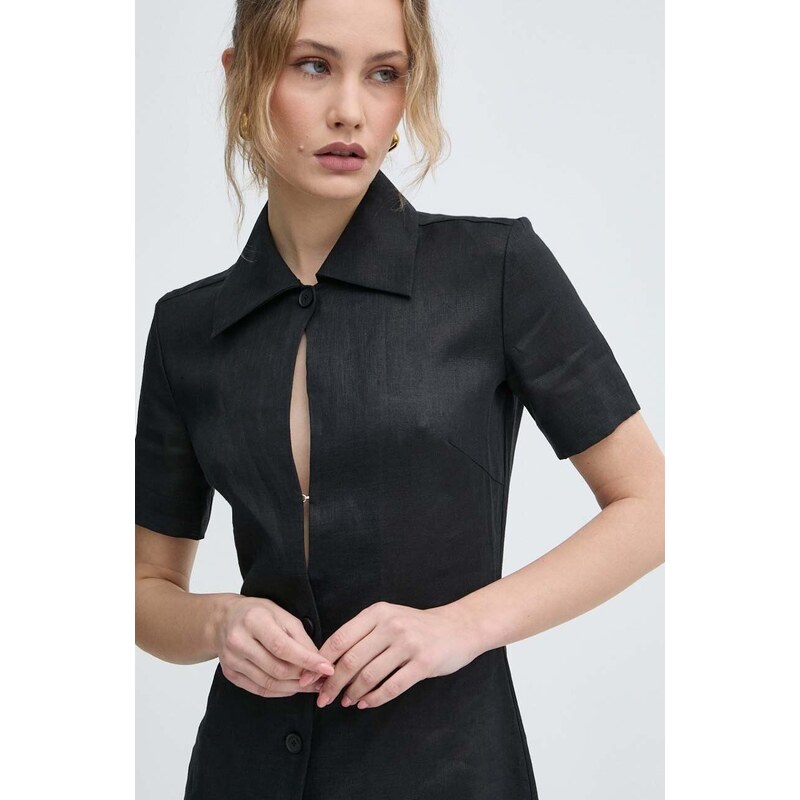 Liviana Conti vestito di lino colore nero L4SL25
