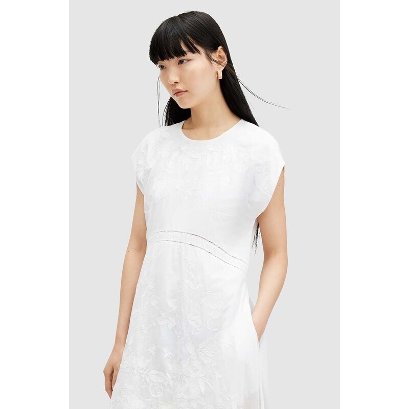 AllSaints vestito in cotone GIANNA EMB DRESS colore bianco WD588Z