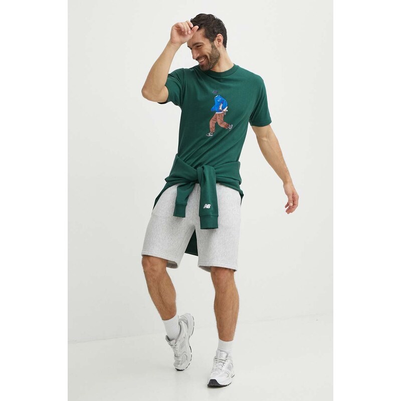 New Balance t-shirt in cotone uomo colore verde MT41579NWG