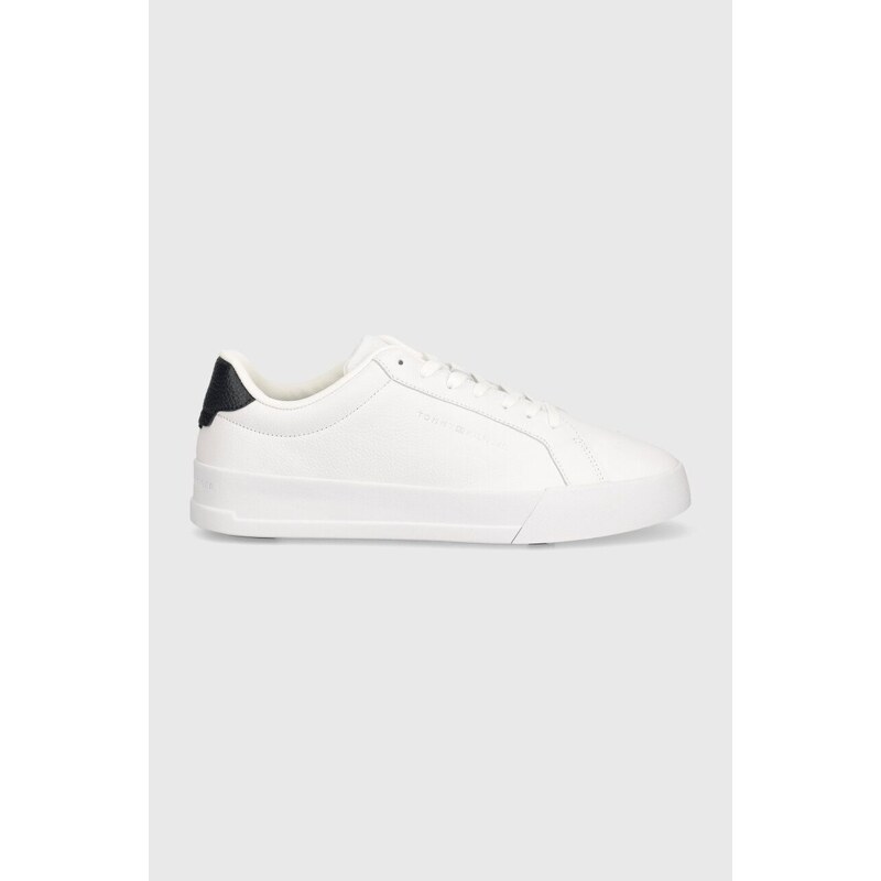 Tommy Hilfiger sneakers in pelle TH COURT BETTER LTH TUMBLED colore bianco FM0FM04972