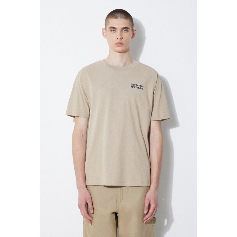 New Balance t-shirt in cotone uomo colore beige con applicazione MT41588SOT
