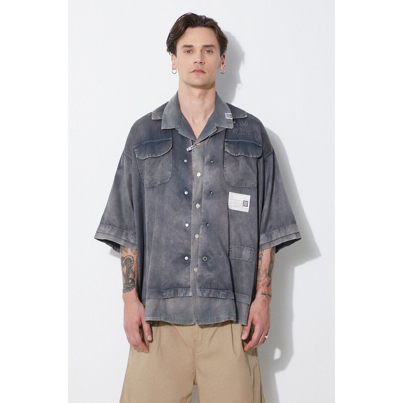 Maison MIHARA YASUHIRO camicia Rc Twill Double Layered S/S uomo colore grigio A12SH071