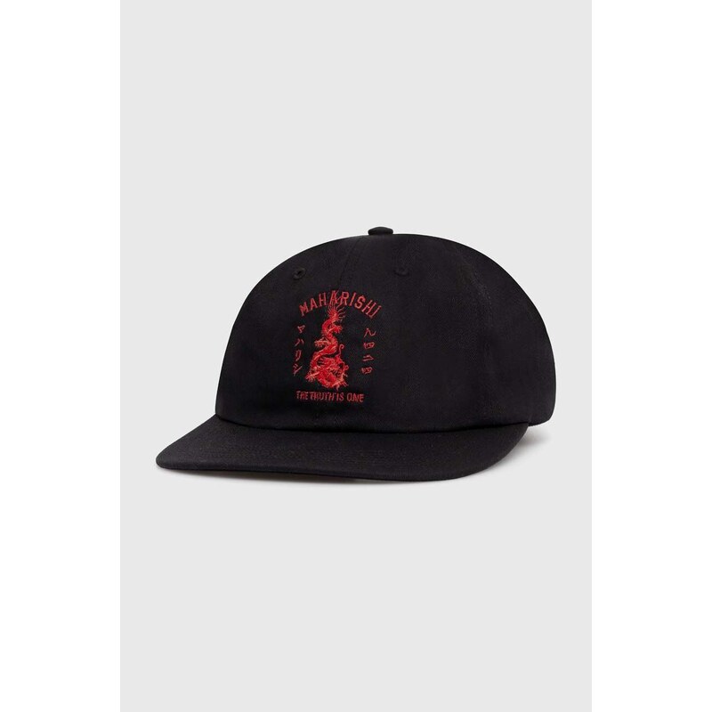 Maharishi berretto da baseball in cotone Dragon Anniversary Cap colore nero con applicazione 1276.BLACK