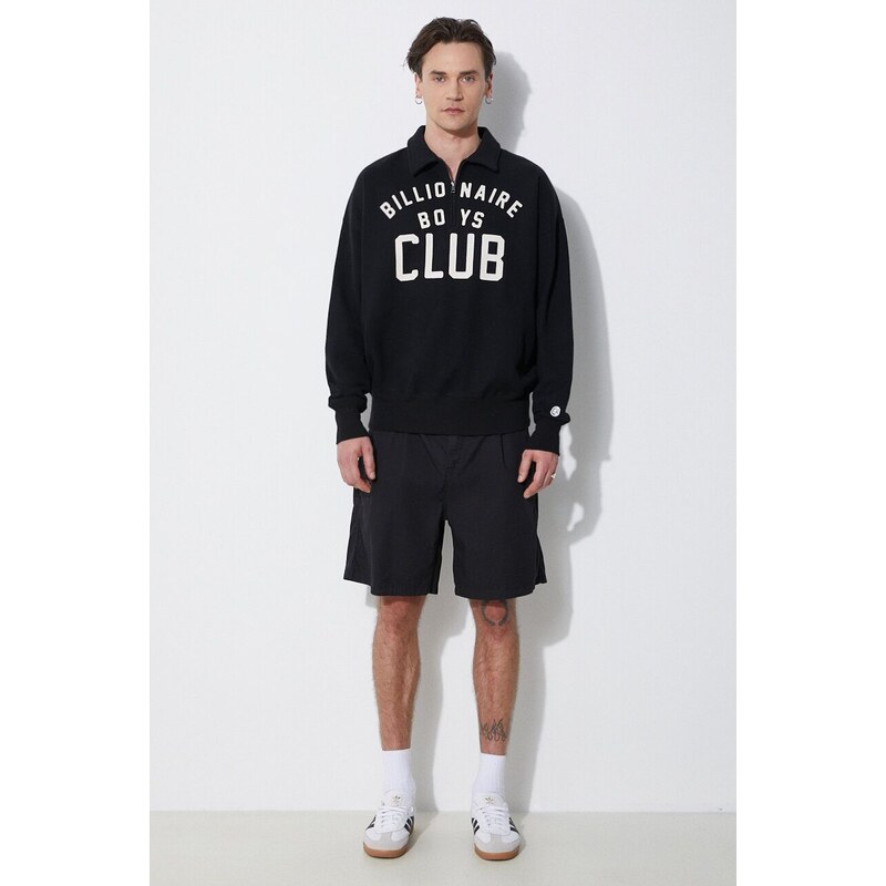 Billionaire Boys Club felpa in cotone Collared Half Zip Sweater colore nero B24125