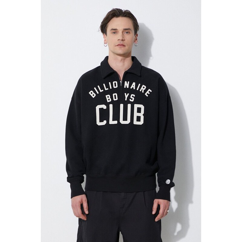 Billionaire Boys Club felpa in cotone Collared Half Zip Sweater colore nero B24125