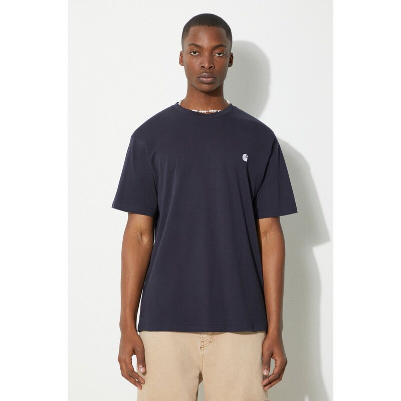 Carhartt WIP t-shirt in cotone S/S Madison uomo colore blu navy I033000.00BXX
