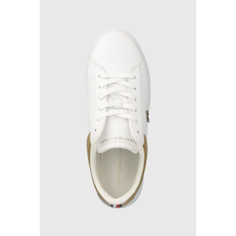 Tommy Hilfiger sneakers in pelle TH PLATFORM COURT SNEAKER GLD colore bianco FW0FW08073