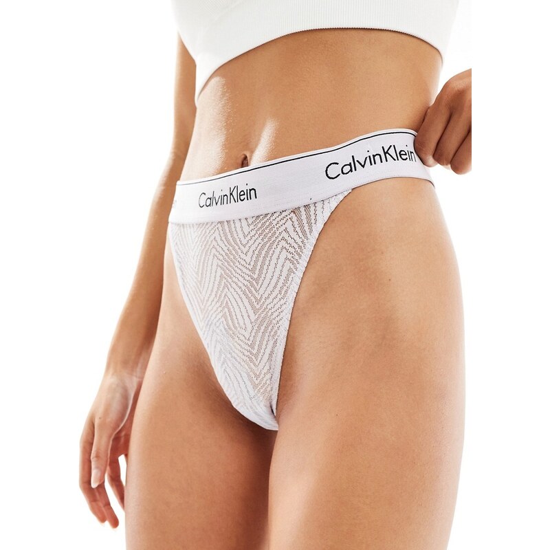 Calvin Klein - Modern Lace - Perizoma lavanda con fascette sottili-Bianco