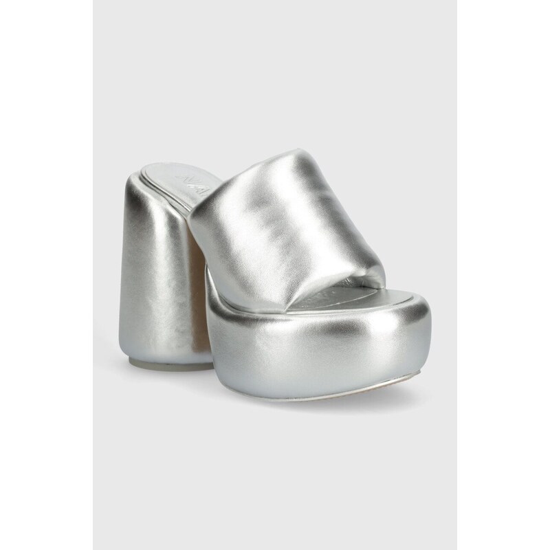 Naked Wolfe infradito in pelle Wow Silver donna colore argento