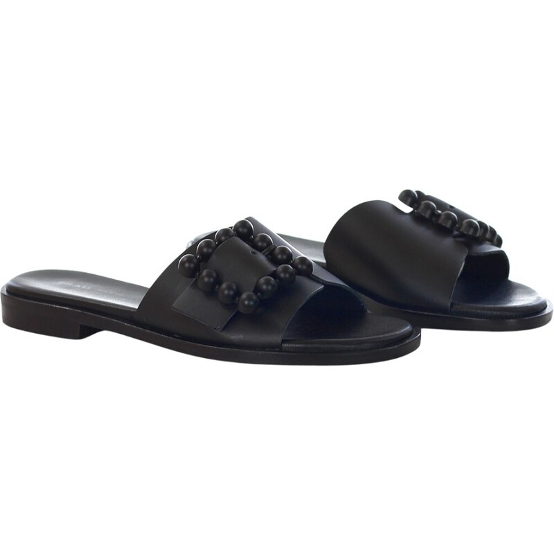 FRAU - Sandalo in pelle con maxi fibbia - Colore: Nero,Taglia: 36