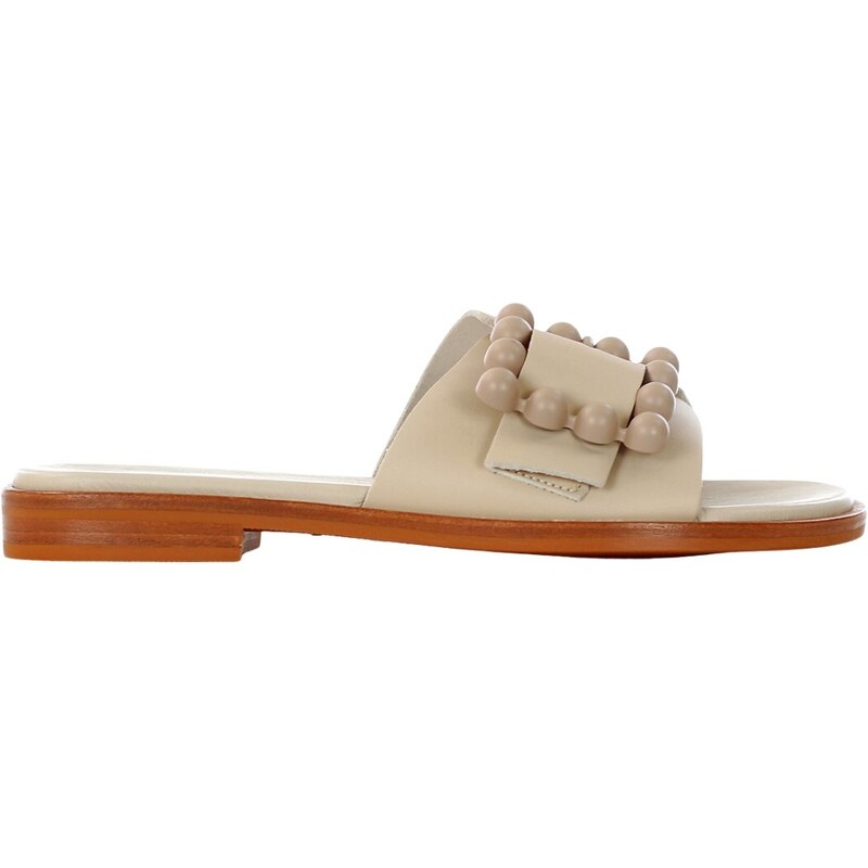 FRAU - Sandalo in pelle con maxi fibbia - Colore: Beige,Taglia: 38