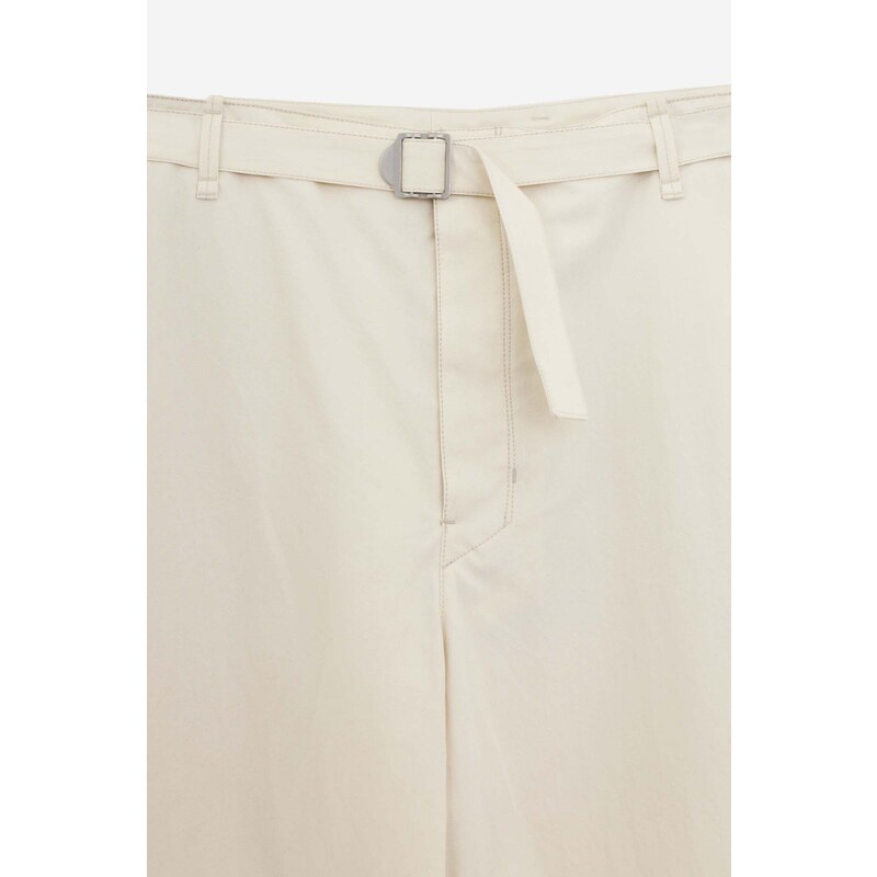 LEMAIRE Pantalone SEAMLESS BELTED in cotone ecru