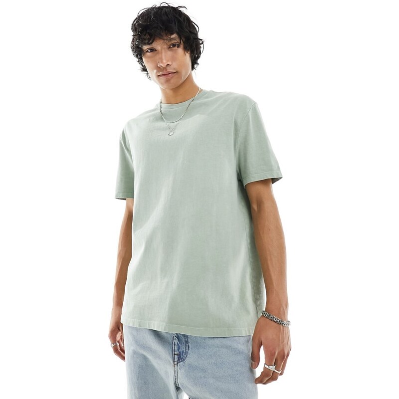 ASOS DESIGN - T-shirt pesante vestibilità comoda verde slavato