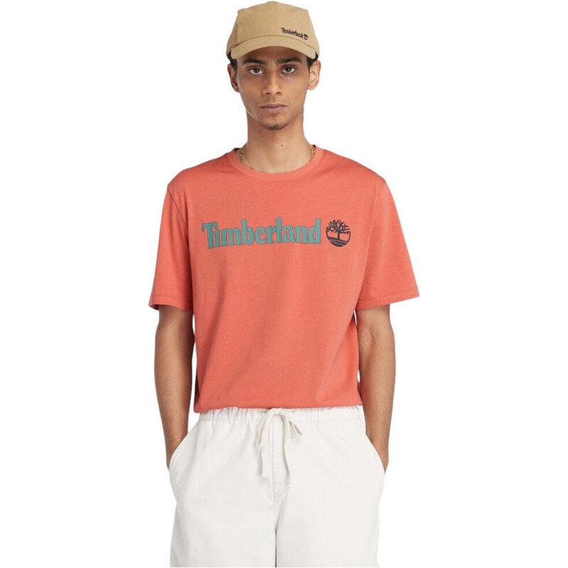 Timberland t-shirt arancione chiaro logo lineare TB0A5UPQEI4