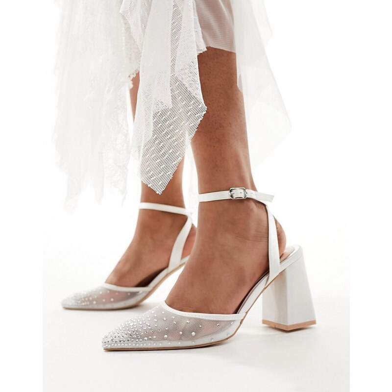 Be Mine Bridal - Nala - Scarpe con tacco largo da sposa in rete color avorio-Bianco