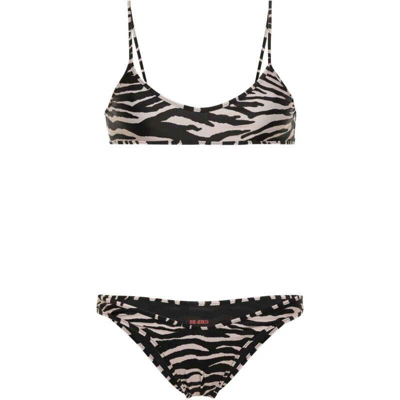 The Attico Bikini in lycra stampa zebra