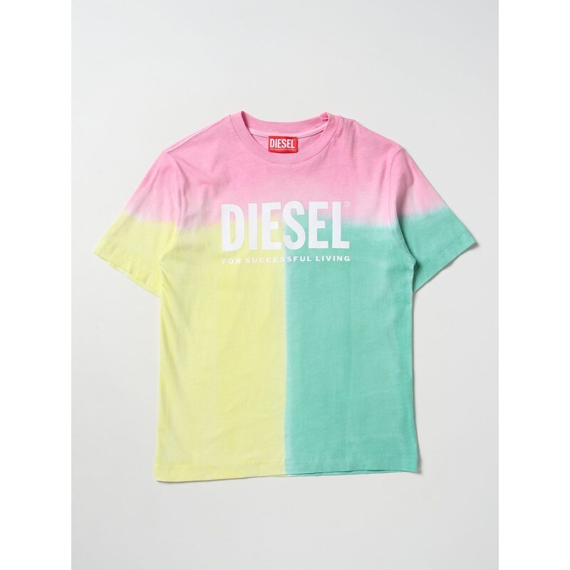T-shirt Diesel tricolore con logo