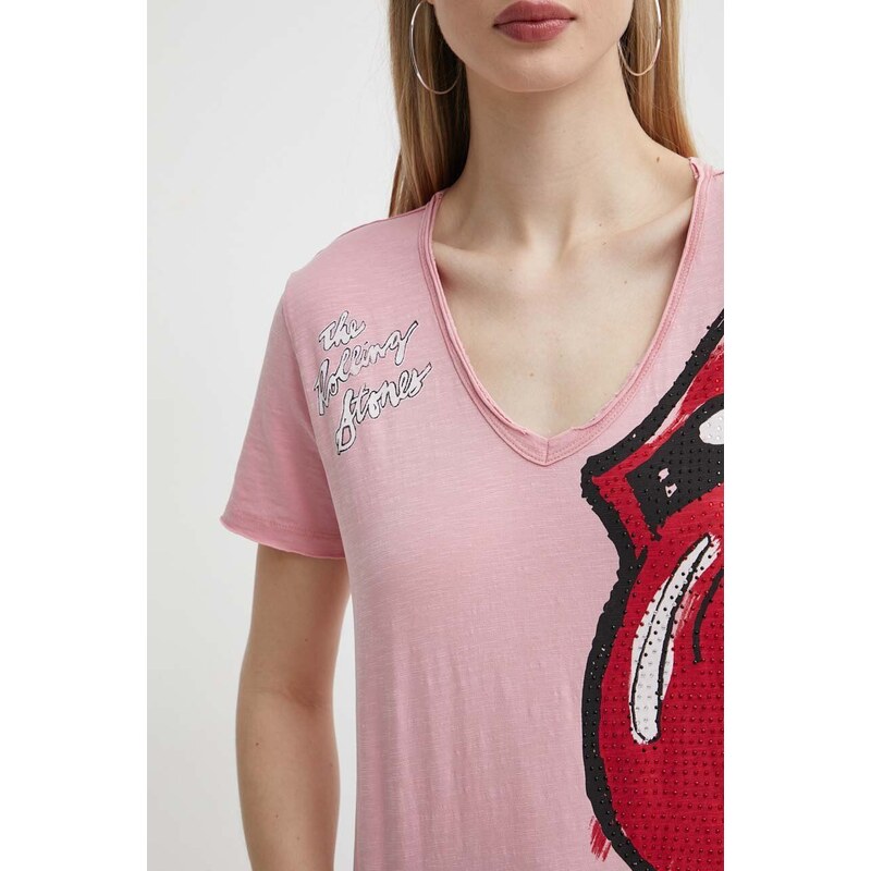 Desigual t-shirt in cotone ROLLING donna colore rosa 24SWTK30