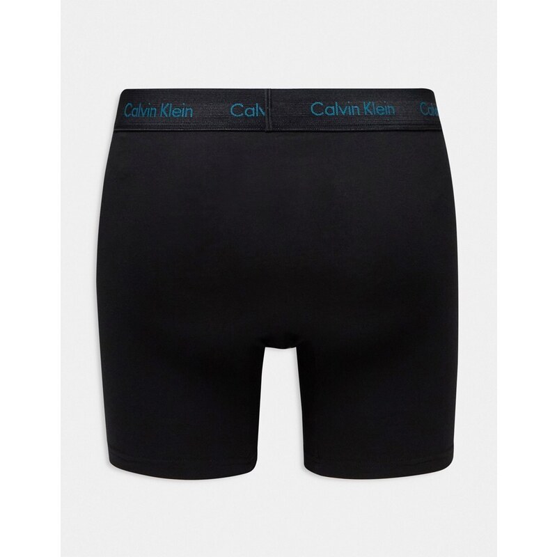 Calvin Klein - Cotton Stretch - Confezione da 3 boxer neri con logo colorato-Nero